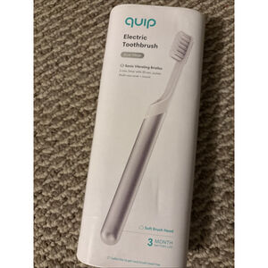 Quip Electric Toothbrush Adult SILVER METAL Sealed In Tube Travel Case Timer New